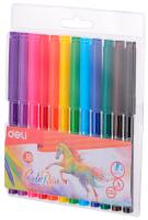 Фломастеры Deli EC10003 ColoRun Вентилируемый 12цв. пакет с европодвесом