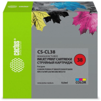 Картридж струйный Cactus CS-CL38 CL-38 многоцветный (9мл) для Canon Pixma iP1800/iP1900/iP2500/iP2600/MP140/MP190/MP210/MP220/MP470/MX300/MX310 с чипом