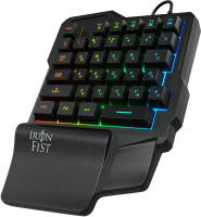 Игровой блок Оклик 701G IRON FIST черный USB for gamer LED (подставка для запястий) (1196590) кабель 1.8м