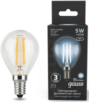 Лампа филам. Gauss Filament 5Вт цок.:E14 свеча 220B св.свеч.бел.нейт. (упак.:1шт) (105801205)