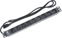Блок распределения питания Cabeus PDU-9P-2IEC гор.размещ. 9xSchuko 10A C14 2м