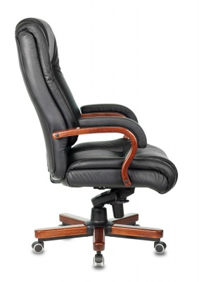 Кресло руководителя Бюрократ T-9925WALNUT черный кожа/иск.кожза крестов. металл/дерево