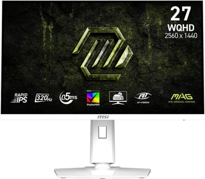 Монитор MSI 27" Mag 274QRFW X32 белый IPS LED 16:9 HDMI матовая HAS Piv 300cd 178гр/178гр 2560x1440 320Hz DP Quad 2K (1440p) 6.7кг