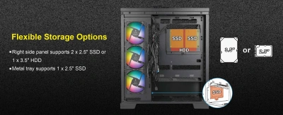 Корпус Azza COVE черный без БП ATX 6x120mm 2x140mm 1xUSB2.0 1xUSB3.0 audio bott PSU