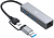 Разветвитель USB-C + USB-A Digma DHUB-LAN-4port 4порт. серебристый