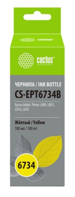 Чернила Cactus CS-EPT6734B T6734 желтый 100мл для Epson L800/L810/L850/L1800