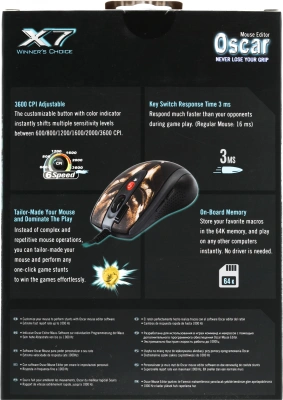 Мышь A4Tech XL-750BH рисунок лазерная 3600dpi USB 6but