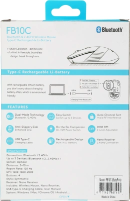 Мышь A4Tech Fstyler FB10C розовый оптическая 2000dpi беспров. BT/Radio USB 4but (FB10C BABY PINK)