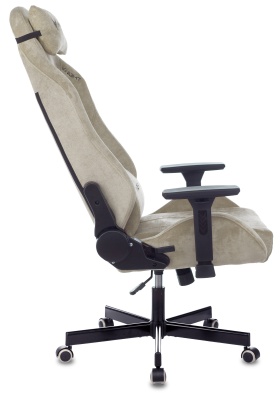 Кресло игровое Knight N1 Fabric бежевый Light-21 с подголов. крестов. металл