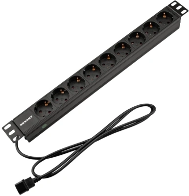 Блок распределения питания Rexant 04-0305-1 гор.размещ. 9xSchuko базовые 10A C14 2м