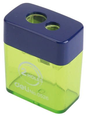 Точилка для карандашей ручная Deli E0526 2 отверстия пластик ассорти блистер