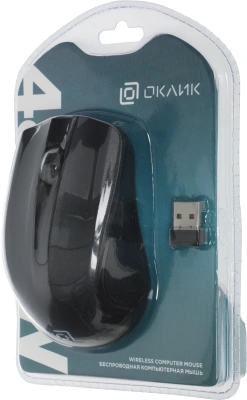 Мышь Оклик 485MW черный оптическая 1600dpi беспров. USB для ноутбука 3but (997819)