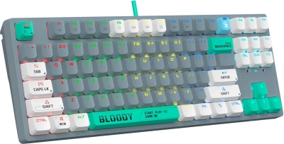 Клавиатура A4Tech S87 Energy механическая серый USB for gamer LED (S87 USB ENERGY ASH) кабель 1.8м