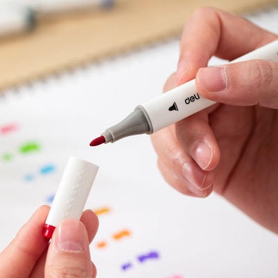 Набор маркеров для скетчинга Deli EC187-60 ColoRun 11мм 150мм трехгр. двойной пиш. наконечник 1-5мм 60цв. ассорти пластиковая коробка (60шт.)