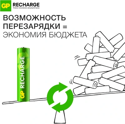 Аккумулятор GP RECHARGE AAA NiMH 400mAh (4шт)