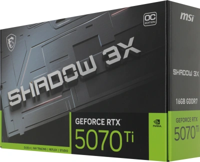 Видеокарта MSI PCI-E 5.0 RTX 5070 TI 16G SHADOW 3X OC NVIDIA GeForce RTX 5070TI 16Gb 256bit GDDR7 2482/28000 HDMIx1 DPx3 HDCP Ret