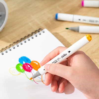 Набор маркеров для скетчинга Deli EC187-12 ColoRun 11мм 150мм трехгр. двойной пиш. наконечник 1-5мм 12цв. ассорти пластиковая коробка (12шт.)