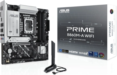 Материнская плата Asus PRIME B860M-A WIFI Soc-1851 Intel B860 4xDDR5 mATX AC`97 8ch(7.1) 2.5Gg RAID+HDMI+DP