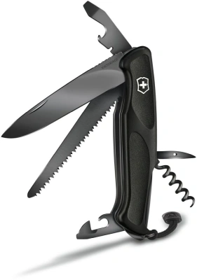Нож перочинный Victorinox RangerGrip Onyx (0.9563.C31P) 130мм 12функц. черный подар.коробка в комплекте: шнурок