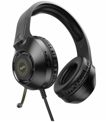 Наушники с микрофоном Hoco W108 Sue черный 2м мониторные USB оголовье (W108)