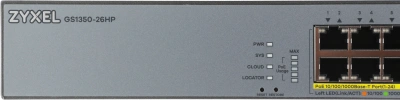 Коммутатор Zyxel GS1350-26HP-EU0101F (L2) 24x1Гбит/с 2xКомбо(1000BASE-T/SFP) 24PoE+ 375W управляемый
