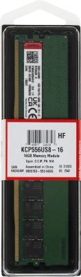 Память DDR5 16GB 5600MHz Kingston KCP556US8-16 RTL PC5-44800 CL46 DIMM UDIMM 288-pin 1.1В single rank Ret