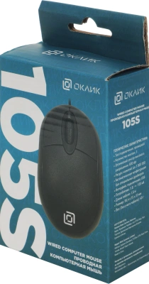 Мышь Оклик 105S черный оптическая 800dpi USB для ноутбука 3but (400941)