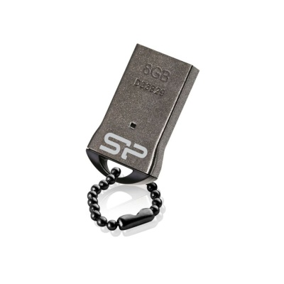 Флеш Диск Silicon Power 8Gb Touch T01 SP008GBUF2T01V1K USB2.0 черный/серебристый