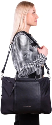 Деловая сумка женская Piquadro Lyra CA4021W92T/N с отделением для ноутбука 15.6" черная ткань/натур.кожа