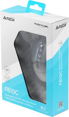 Мышь A4Tech Fstyler FB10C черный оптическая 2000dpi беспров. BT/Radio USB 4but (FB10C STONE BLACK)