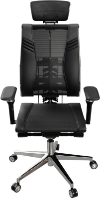 Кресло руководителя эргономичное Метта Yoga Spine Triumph B2 (Черный CC.50.15.13A) Infinity Easy Clean экокожа/сетка с подголов. крестов. алюминий хром