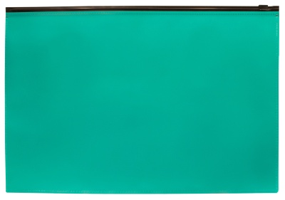 Папка на молнии Бюрократ -BPM4ATURGBL A4+ полипропилен 0.15мм бирюзовый цвет молнии черный