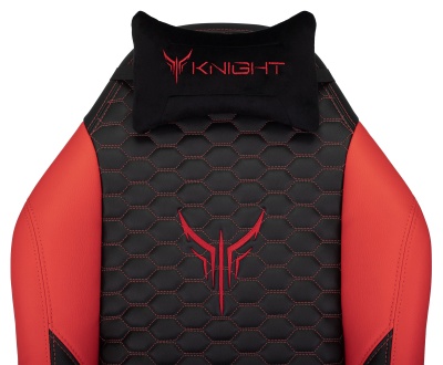 Кресло игровое Knight Neon черный/красный соты экокожа с подголов. крестов. металл