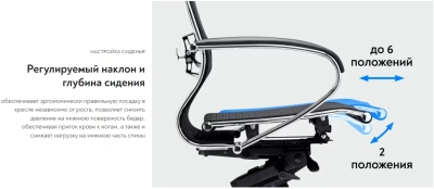 Кресло Метта Samurai SL-1 черный сиденье черный сет./экокожа с подголов. крестов. алюминий хром