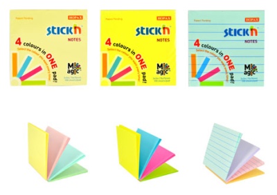 Блок самоклеящийся бумажный Stick`n Magic 21574 76x76мм 100лист. 70г/м2 пастель 4цв.в упак.