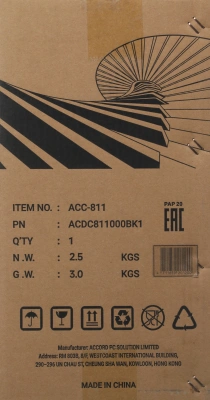 Корпус Accord ACC-811 черный без БП mATX 1x80mm 3x120mm 1xUSB2.0 1xUSB3.0 audio bott PSU