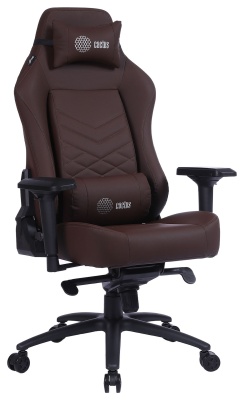 Кресло игровое Cactus CS-CHR-0112BR коричневый экокожа с подголов. крестов. сталь