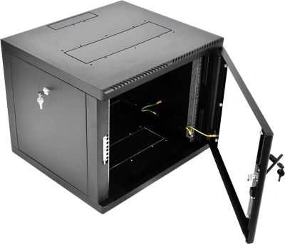 Шкаф коммутационный ЦМО (ШРН-М-9.650-9005) настенный 9U 600x650мм пер.дв.стекл 120кг черный 581мм 22.5кг 180град. 475мм IP20 металл