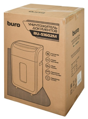 Шредер Buro Office BU-S1602M (секр.P-5) фрагменты 16лист. 30лтр. пл.карты CD