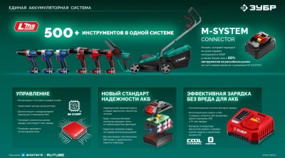 Цепная пила Зубр ПЦБ-4040 аккум. 2000Вт дл.шины:16" (40cm)