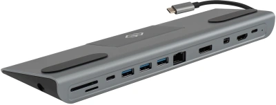 Стыковочная станция Digma DS-991 USB Type-C серый 1xHDMI 1xDP 1xminiDP 1xRJ-45 1xUSB Type-C 3xUSB 3.0