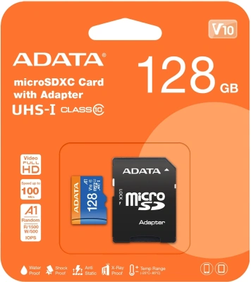 Флеш карта microSDXC 128GB A-Data AUSDX128GUICL10A1-RA1 Premier + adapter