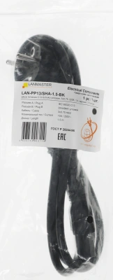 Шнур питания Lanmaster LAN-PP13/SHA-1.5-BK C13-Schuko проводник.:3x0.75мм2 1.5м 220В 10А черный