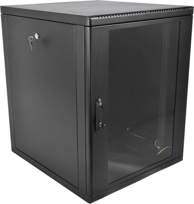 Шкаф коммутационный ЦМО (ШРН-М-12.500-9005) настенный 12U 600x520мм пер.дв.стекл 130кг черный 456мм 21.6кг 180град. 610мм IP20 сталь