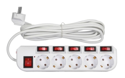 Сетевой фильтр Buro 500SH-5-SW-W 5м (5 розеток) белый (коробка)