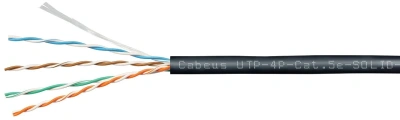 Кабель информационный Cabeus UTP-4P-Cat.5e-SOLID-OUT-PE-UV кат.5E U/UTP 4 пары PE внешний 305м черный