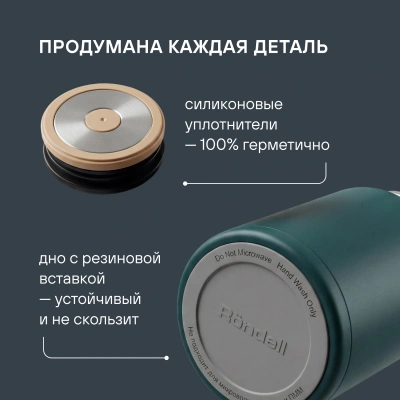 Термос для еды Rondell Aventura RDS-1660 0.7л. морская волна с чехлом картонная коробка