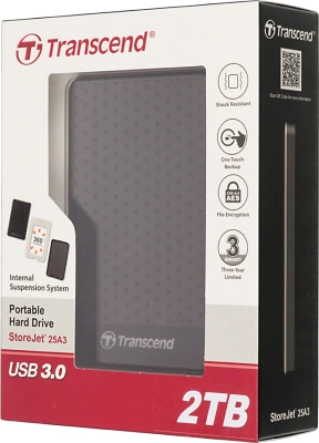 Жесткий диск Transcend USB3.0 2TB TS2TSJ25A3K StoreJet 25A3 2.5" черный