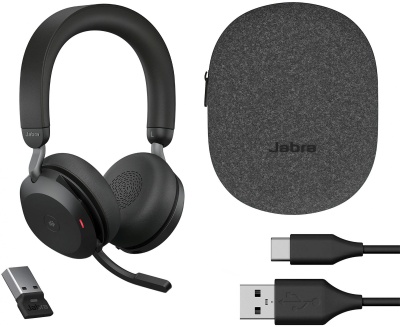 Наушники с микрофоном Jabra Evolve2 75, Link380a MS Stereo Black черный накладные BT/Radio оголовье (27599-999-999)