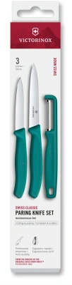 Набор ножей кухон. Victorinox Swiss Classic 6.7114.33C1 для овощей компл.:3предм. овощеч. зеленый европодвес